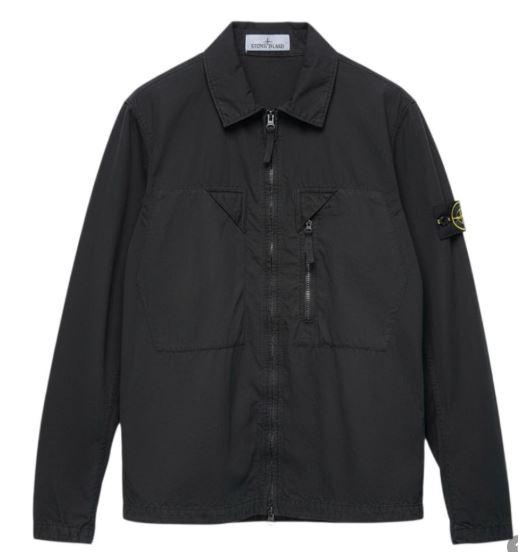 STONE ISLAND Black Woven Patch Overshirt Jacket for Men