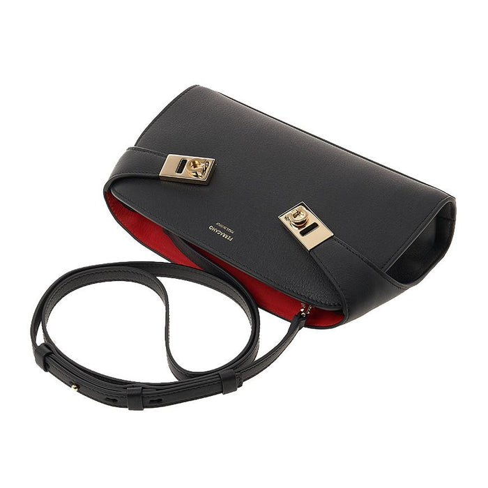 Ferragamo Hug Mini Crossbody Bag Black Red Leather 0774628