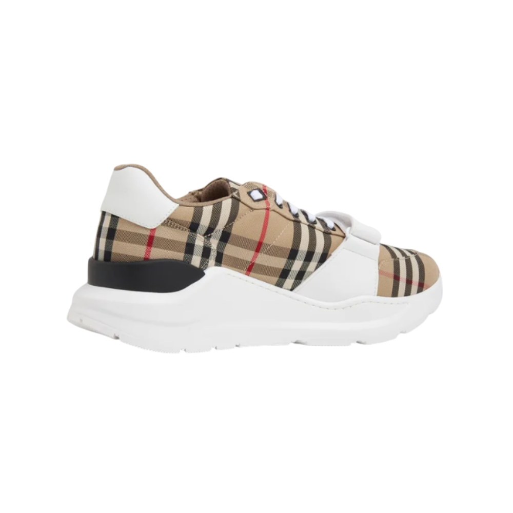 BURBERRY Vintage Check Suede Leather Low-Top Sneakers Men Archive Beige