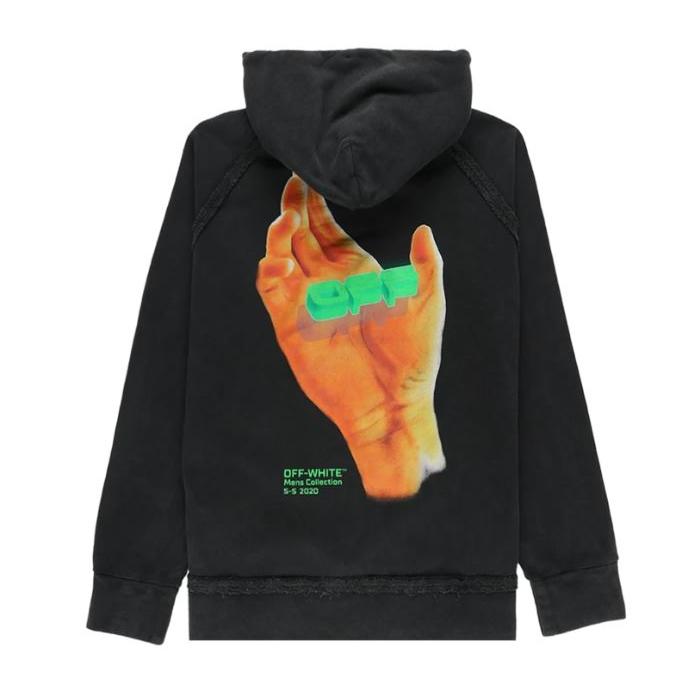 OFF WHITE Hand Logo Print Hoodie Women’s White/Black Sweatshirt