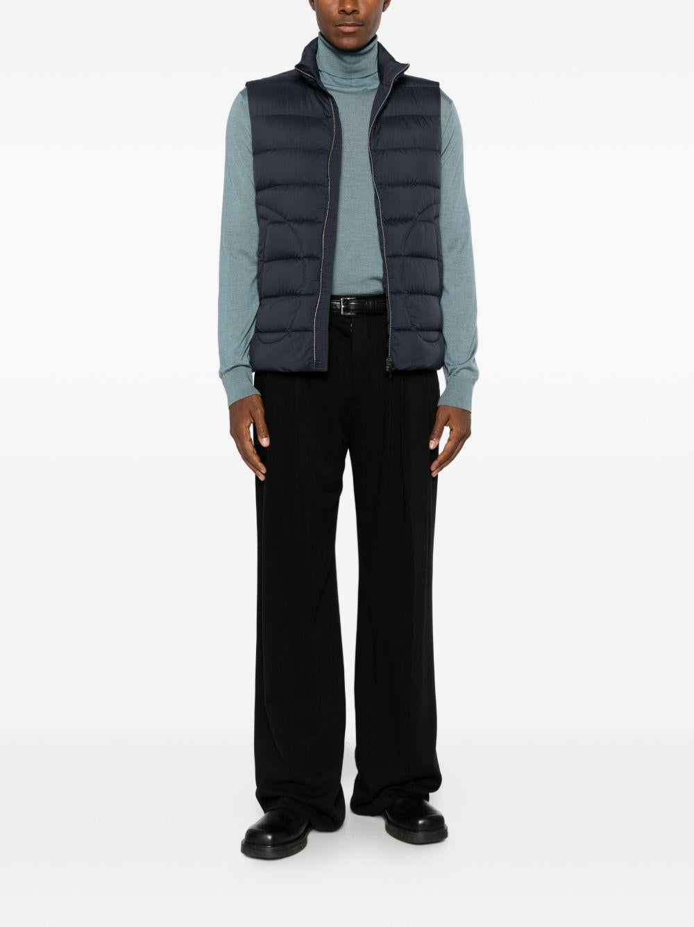 Herno Down Vest Black Nylon Quilted Puffer Men's Outerwear