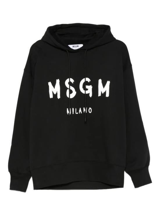 MSGM Black Hoodie Pullover Sweatshirt for Women 2000 MDM515 30000199