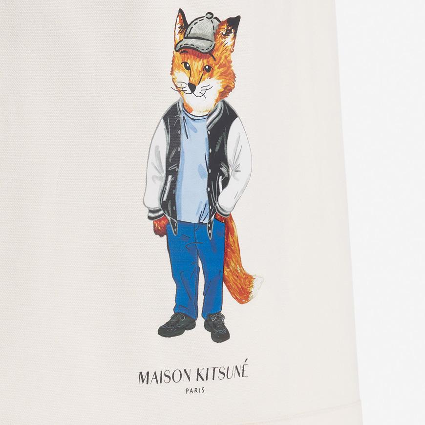 Maison Kitsune Dressed Fox Canvas Tote Bag Beige Unisex PM05107 WW9042 P700