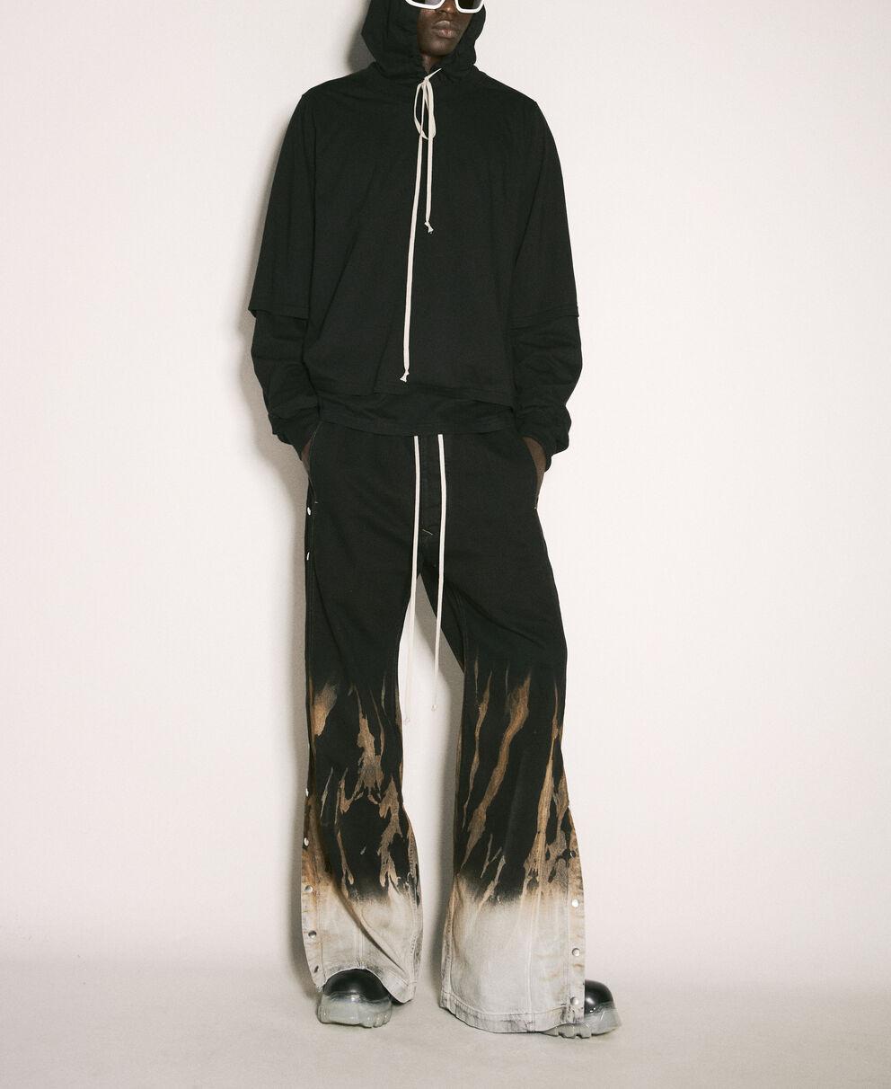 Rick Owens DRKSHDW Black Denim Pusher Pants Joggers DU02D2393 BSUN 0983