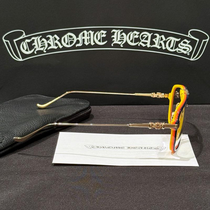 Chrome Hearts Initt Navy Multi Color Eyeglasses Gold Accents