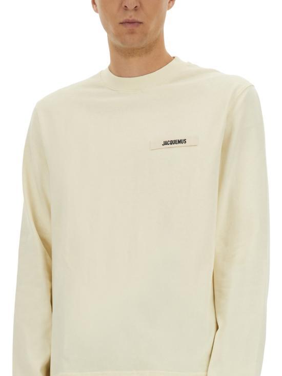 JACQUEMUS Grosgrain Logo Long-Sleeve T-Shirt Beige Men's