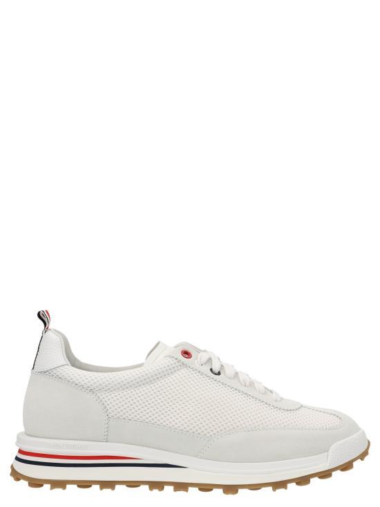THOM BROWNE White Leather Low-Top Sneakers for Men MFD180A03050100 WHITE DOM