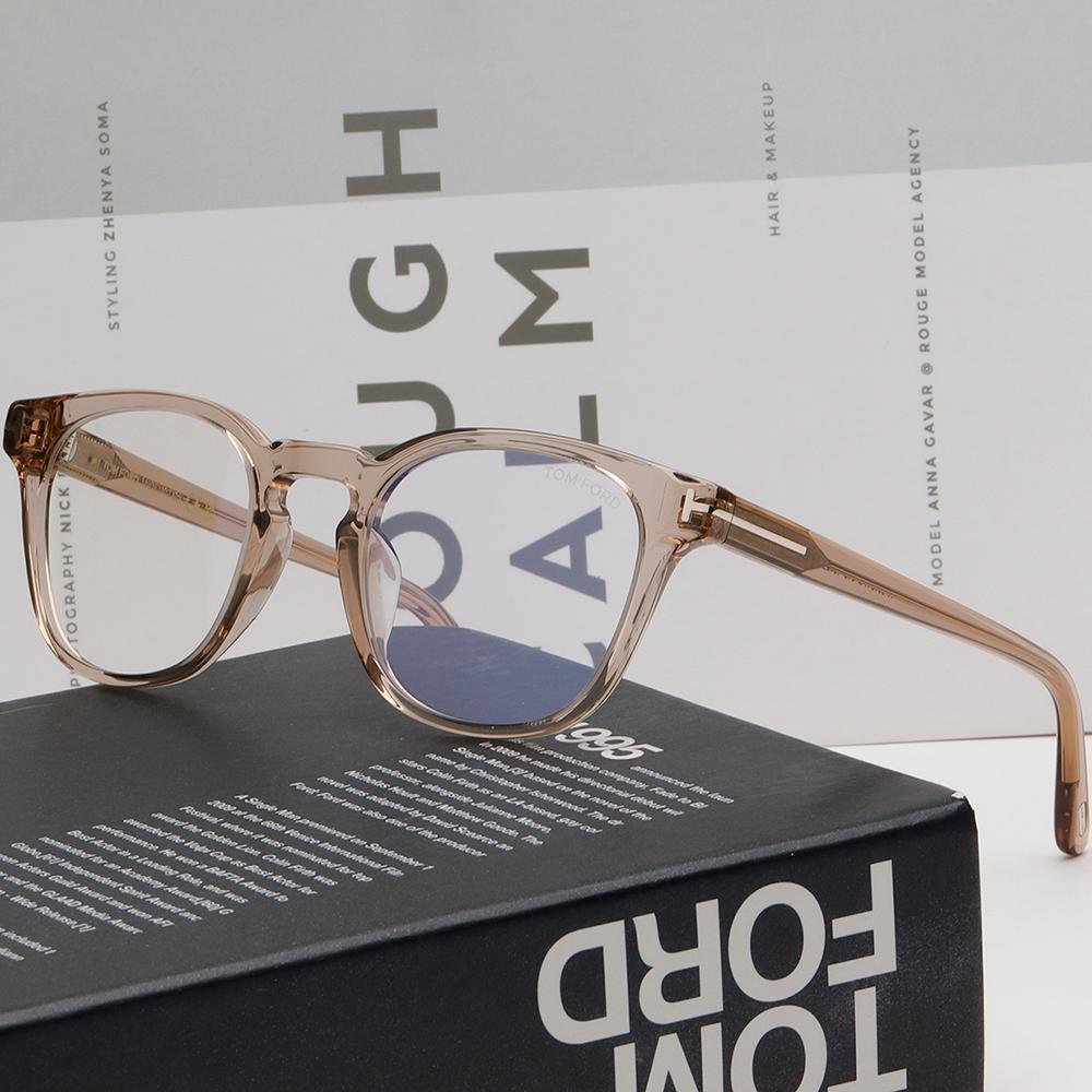 TOM FORD Blue Light Blocking Clear Brown Transparent Acetate Glasse TF6015KB 045