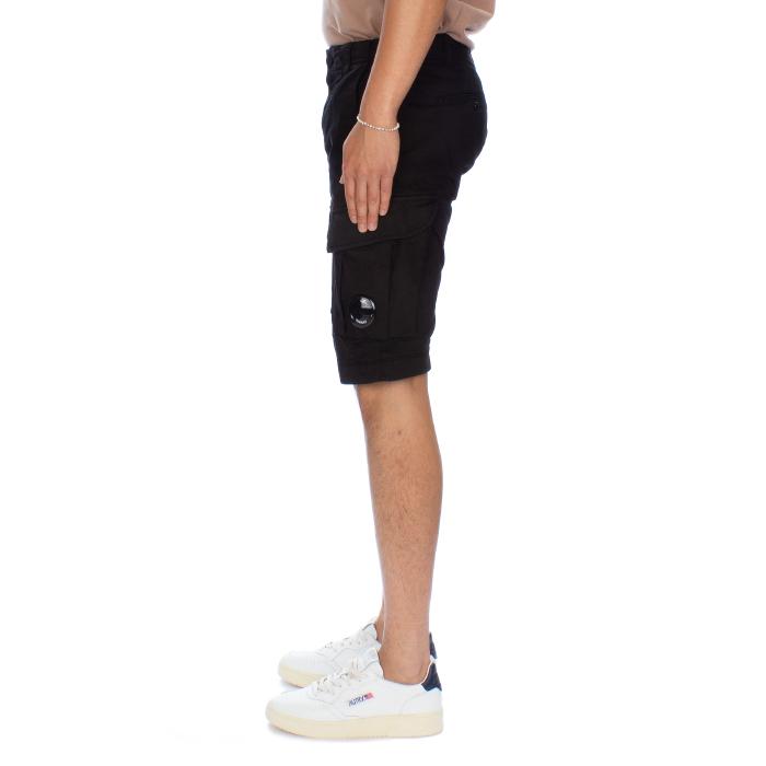 CP Company Stretch Satin Lens Cargo Shorts Black