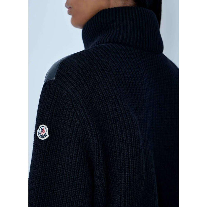 Moncler Logo Patch Black Down Padded Cardigan Women