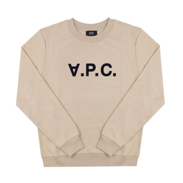 A.P.C. Beige/Dark Navy Unisex Crewneck Sweatshirt