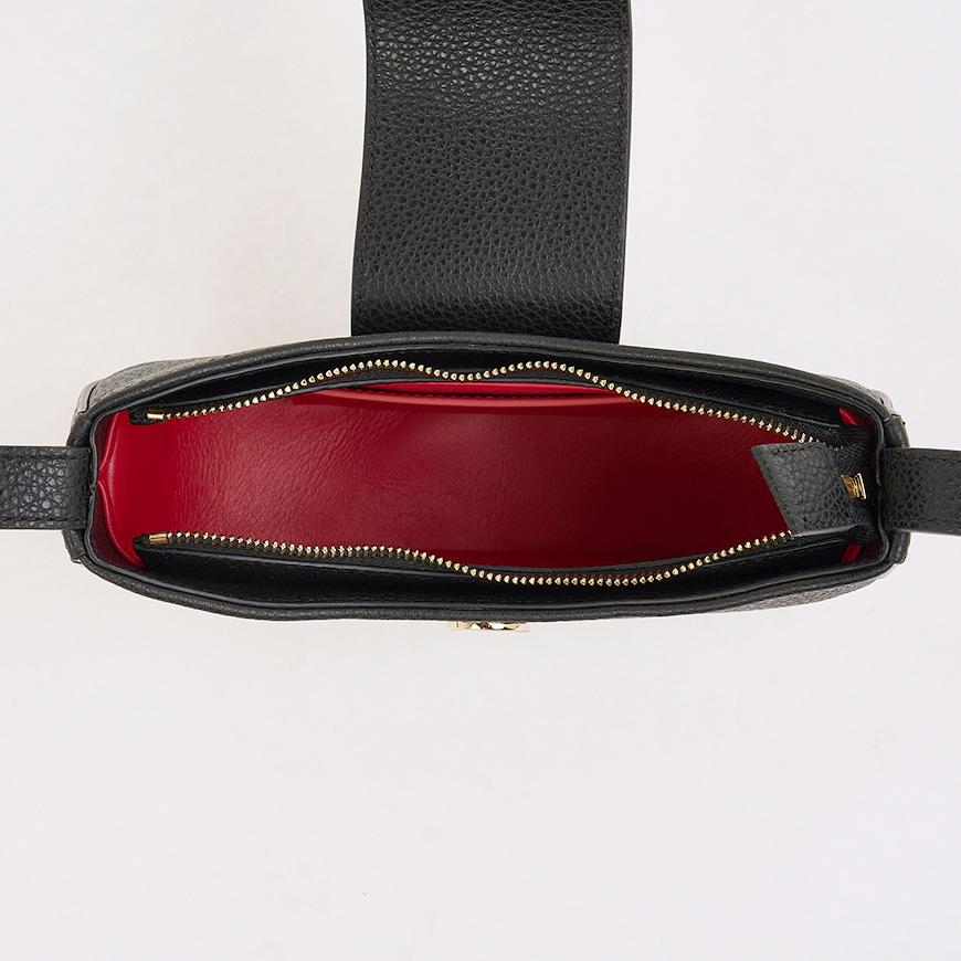 Ferragamo Gancini Mini Shoulder Bag Black Red Leather Women