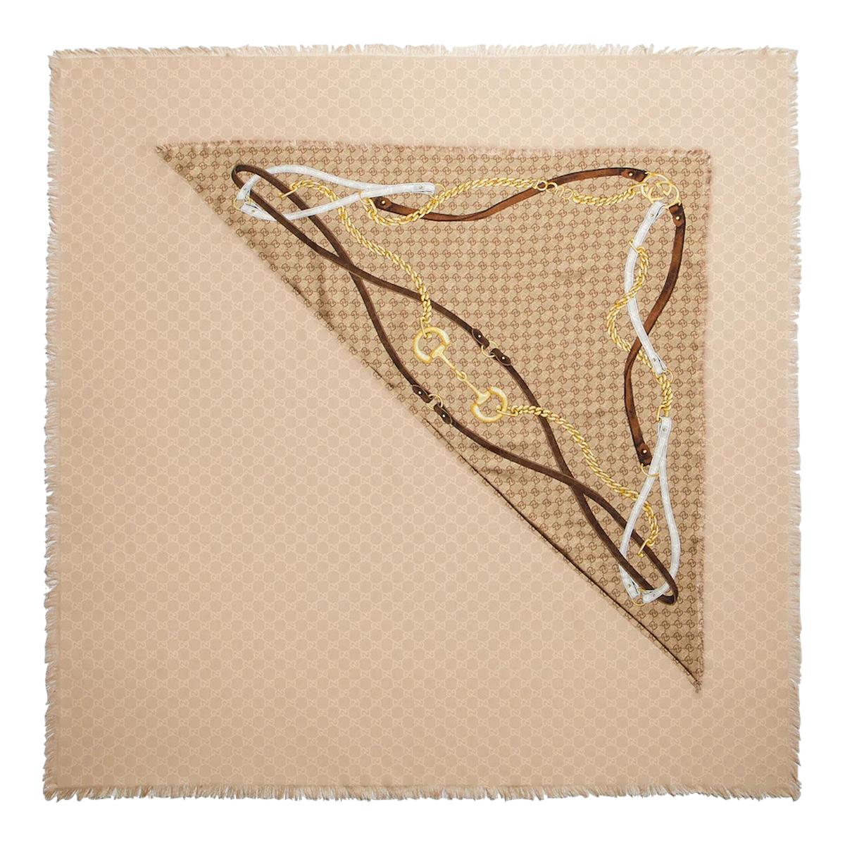 GUCCI Silk Logo Print Scarf