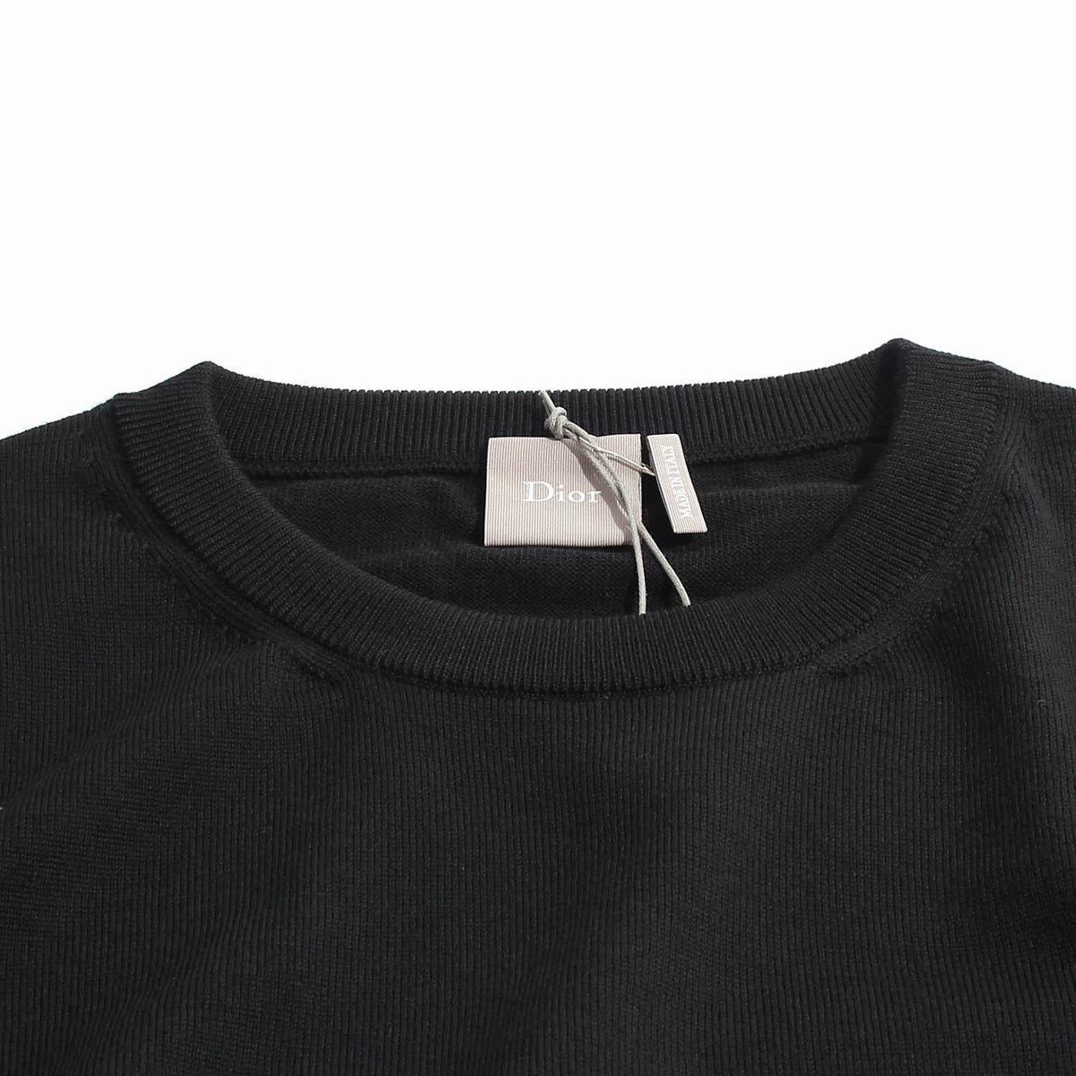 DIOR MEN Black Clover Embroidered Logo Round Neck Knit Sweater