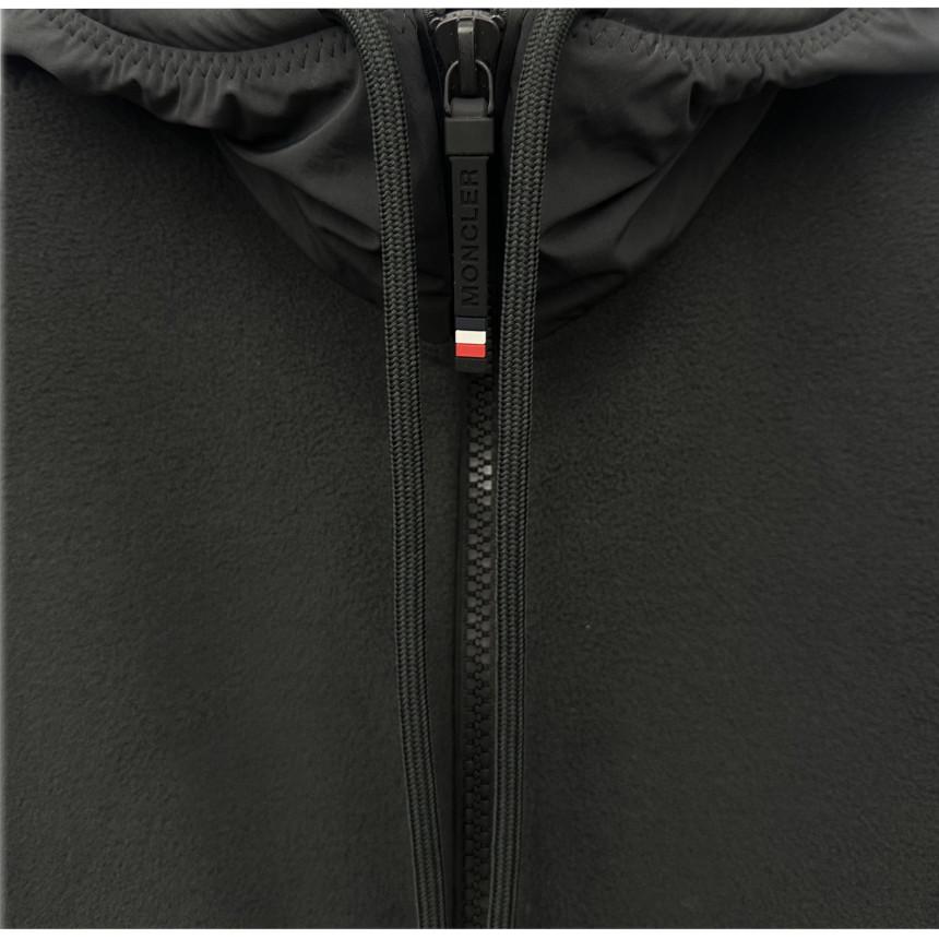 Moncler Grenoble Fleece Maglia Hooded Zip Jacket Black Men