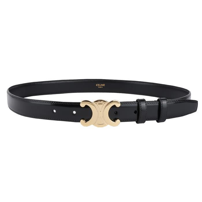 CELINE Triomphe Logo Leather Belt Black