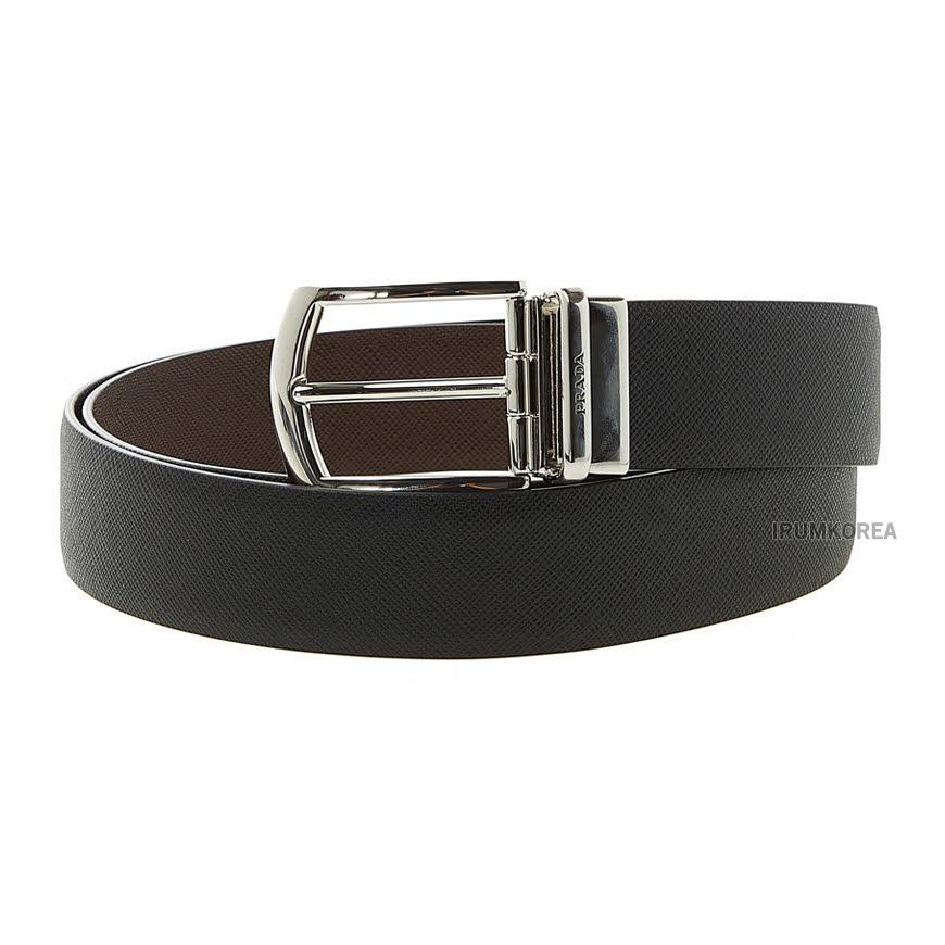 PRADA Men’s Reversible Saffiano Leather Belt Black/Brown