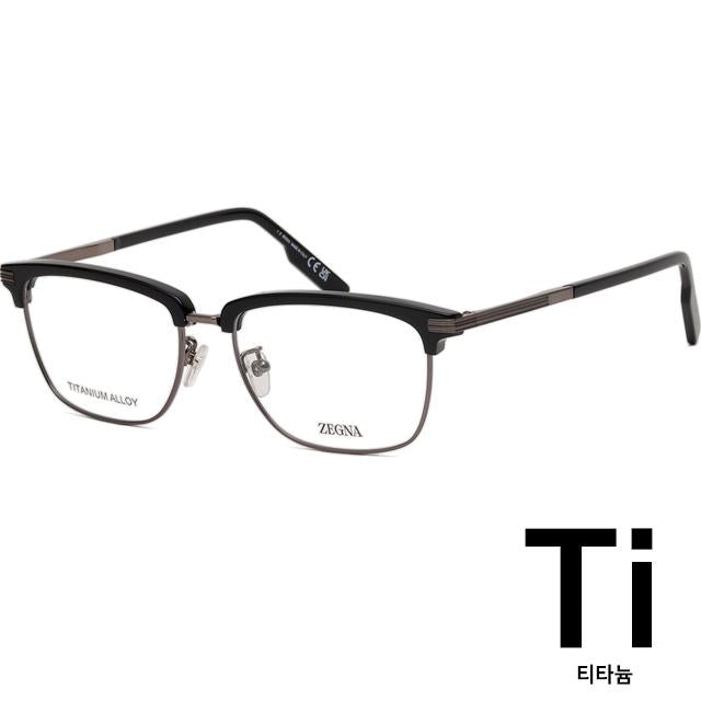 Zegna Titanium Lightweight Square Semi-Rim Browline Eyeglass Frame EZ5259H 008