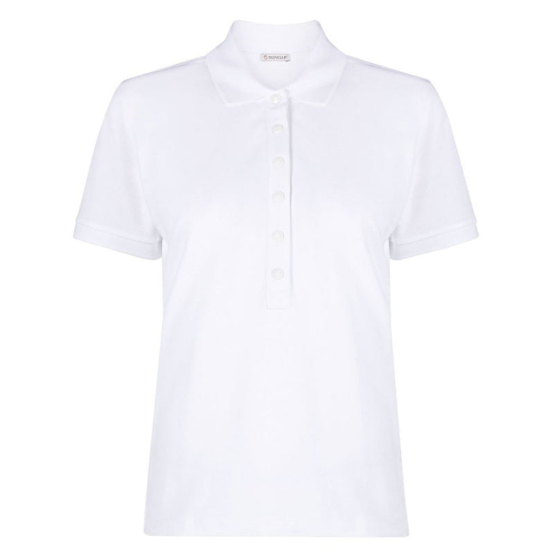 Moncler Women’s Logo Patch White Cotton PK Short Sleeve Polo Shirt