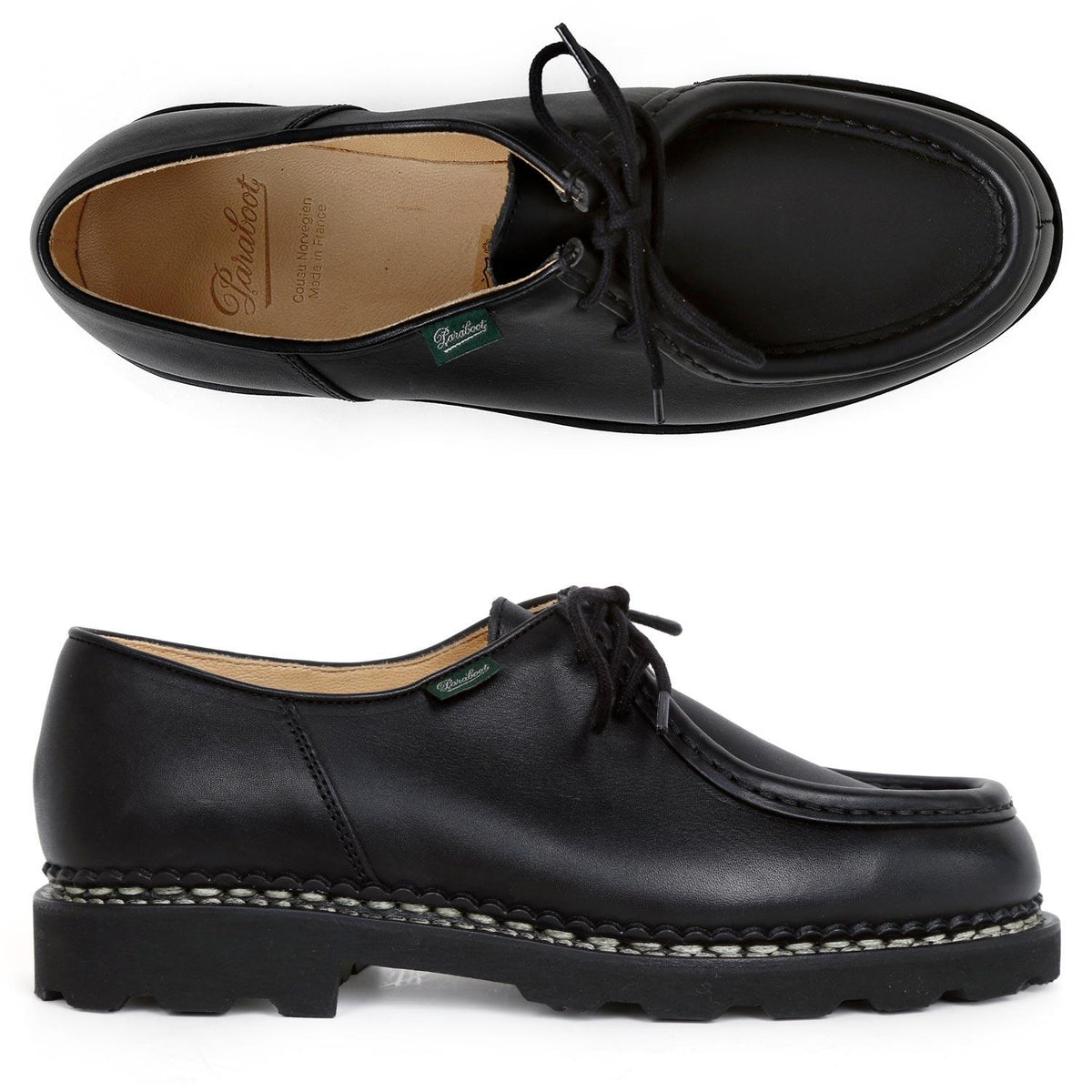 PARABOOT Black Leather Michael Loafers