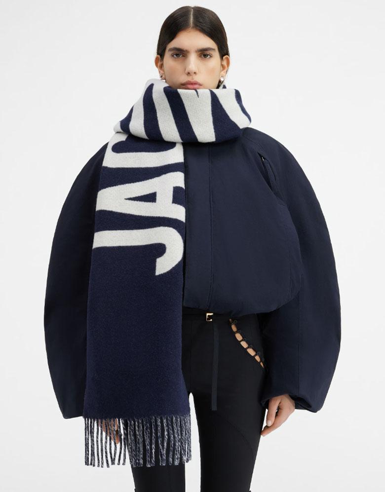 JACQUEMUS Le Chouchou Jacquard Logo Virgin Wool Scarf/Muffler