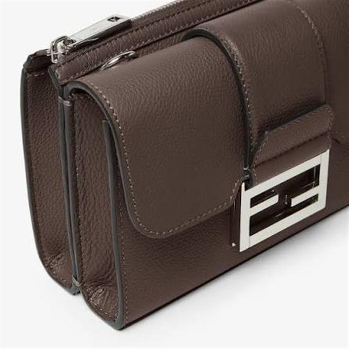 FENDI Double Baguette Leather Crossbody Bag Black