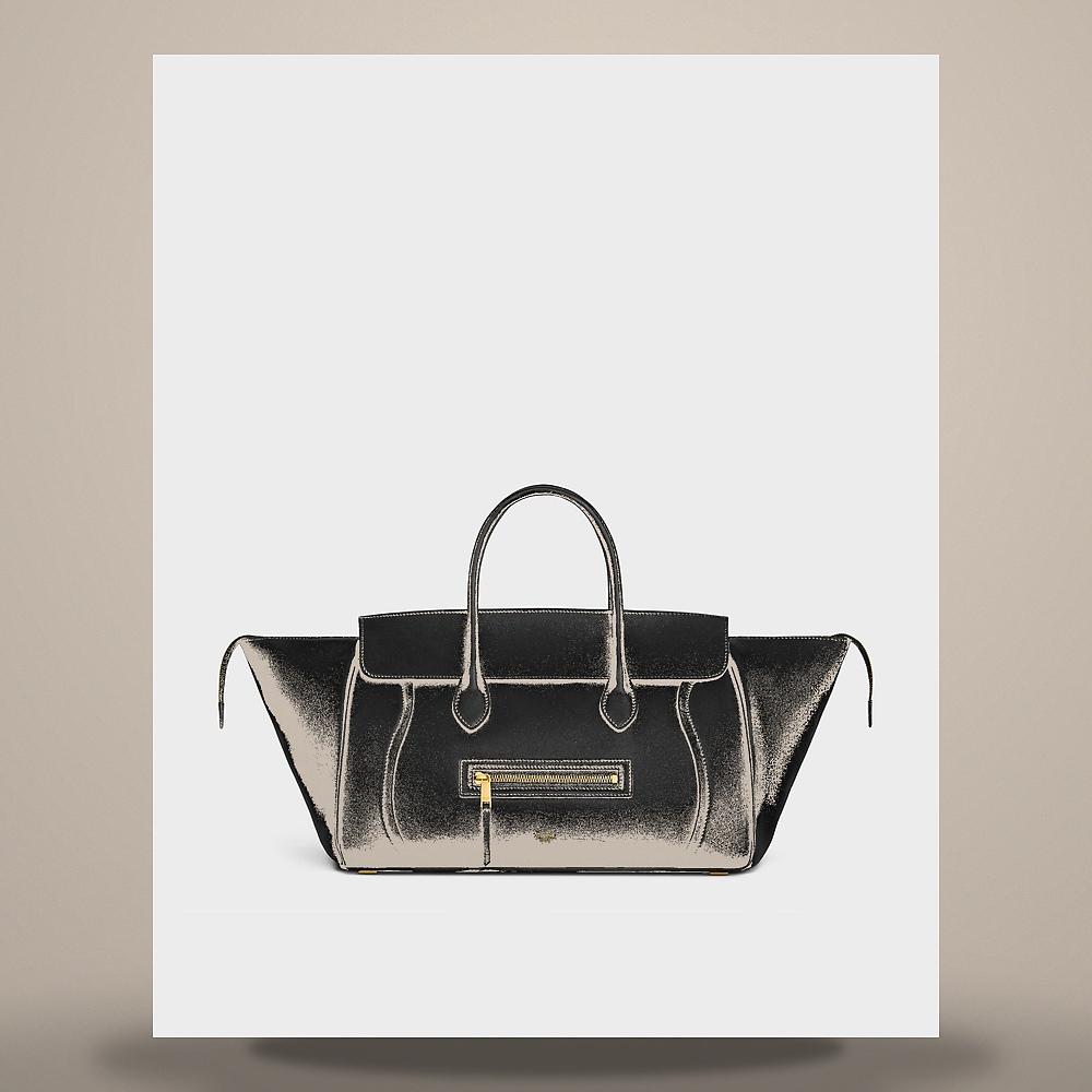 CELINE Luggage Tote Smooth Shiny Lambskin Black Tote Bag L100E3GW2 38NO