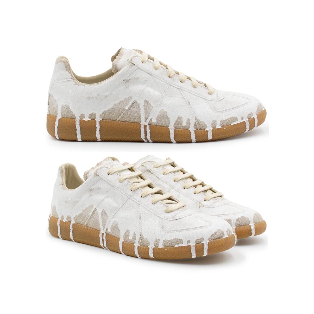 Maison Margiela Natural Paint Low-Top Sneakers White