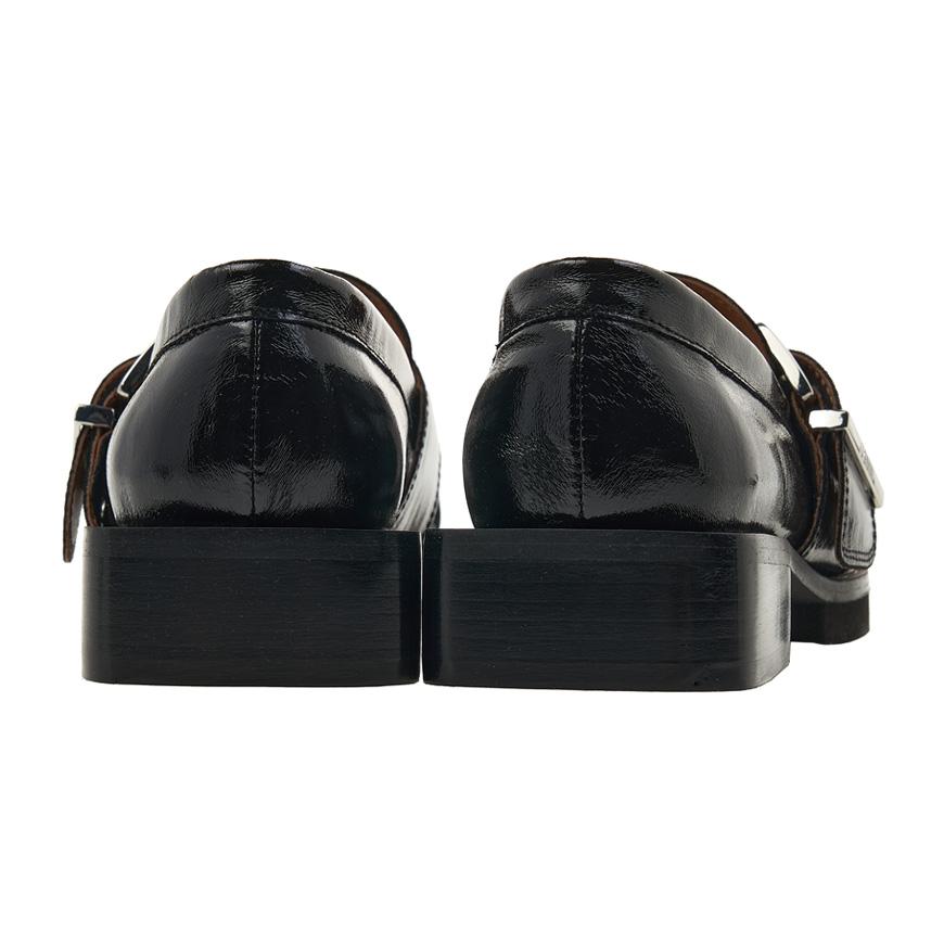 GANNI Feminine Buckle Loafers Black Women’s Leather Shoes