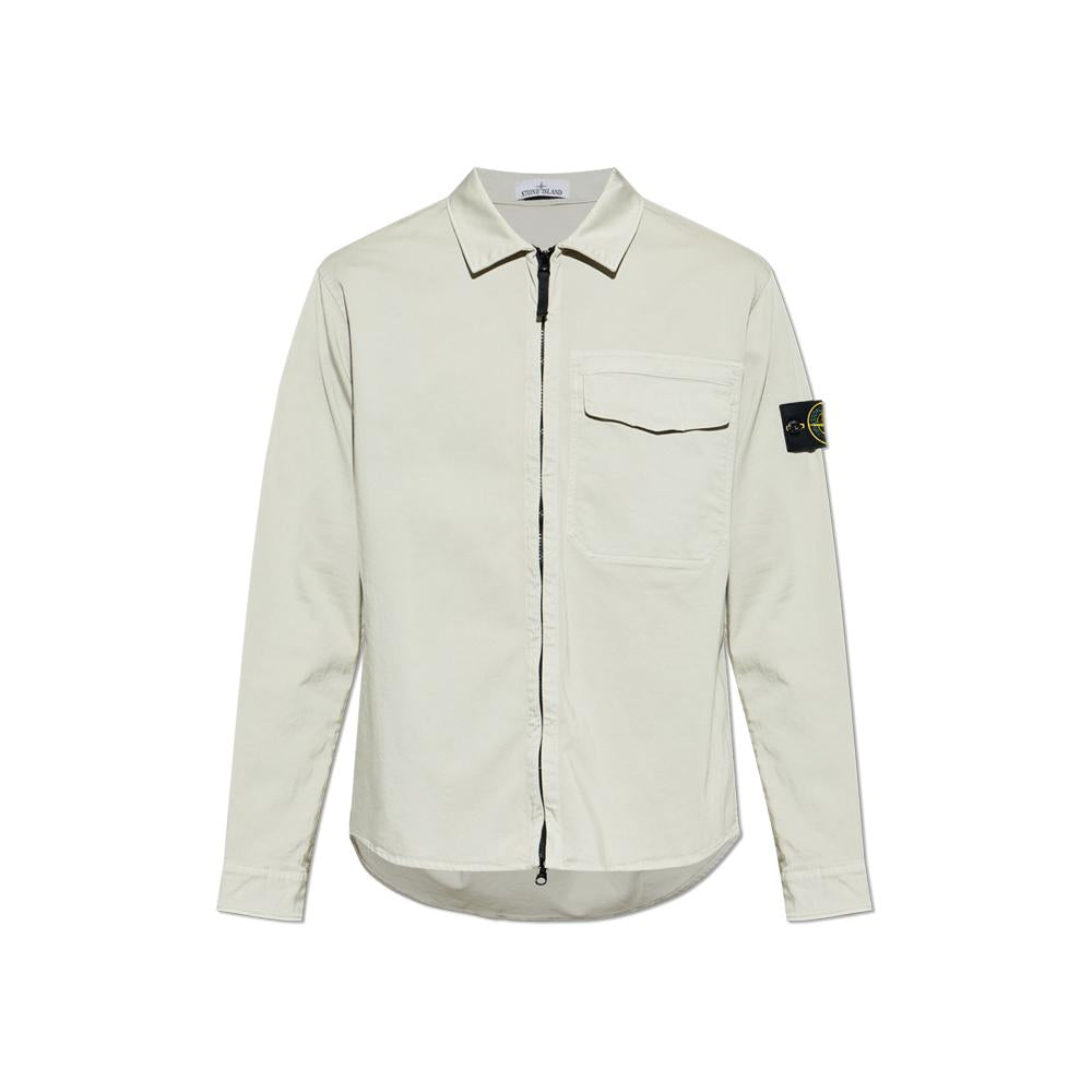 STONE ISLAND Wappen Patch Shirt Jacket Pearl Gray Men’s Jack 1200015 S0012 V0061