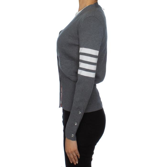 THOM BROWNE Milano Stitch Merino Wool Cardigan Gray Women