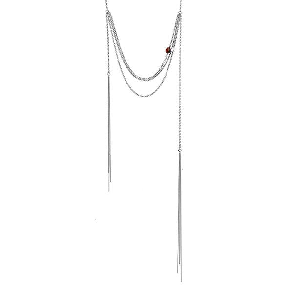 courreges Silver-Tone Logo Pendant Necklace for Women 124 ACO015 LA0001