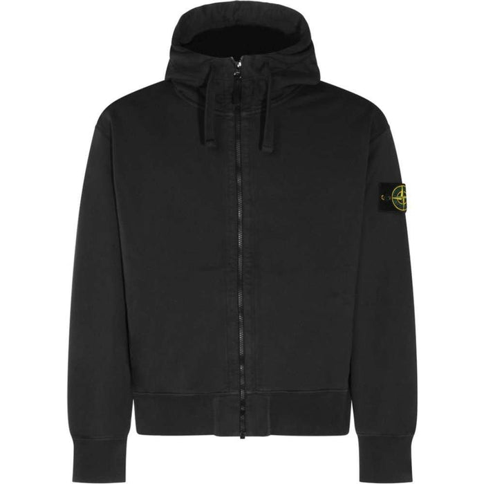 STONE ISLAND Black Woven Patch Zip Hoodie Unisex