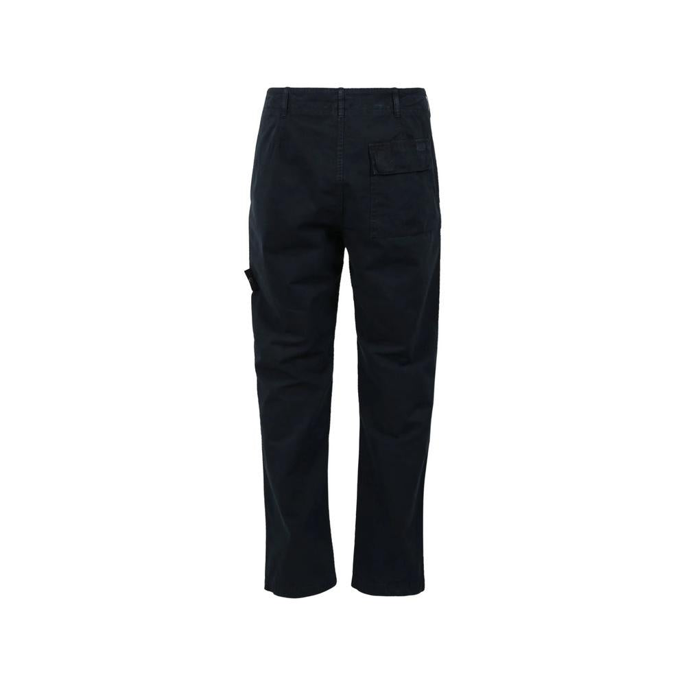 STONE ISLAND Logo Patch Chino Pants for Men Navy Cotton
