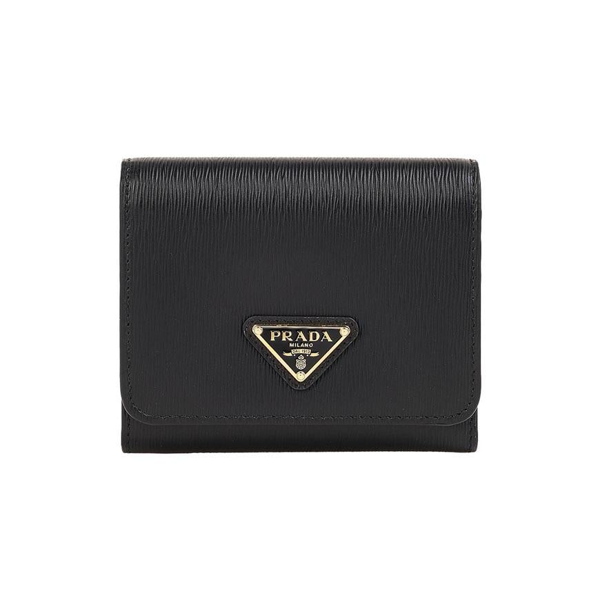 PRADA Vitello Move Black Tri-Fold Wallet