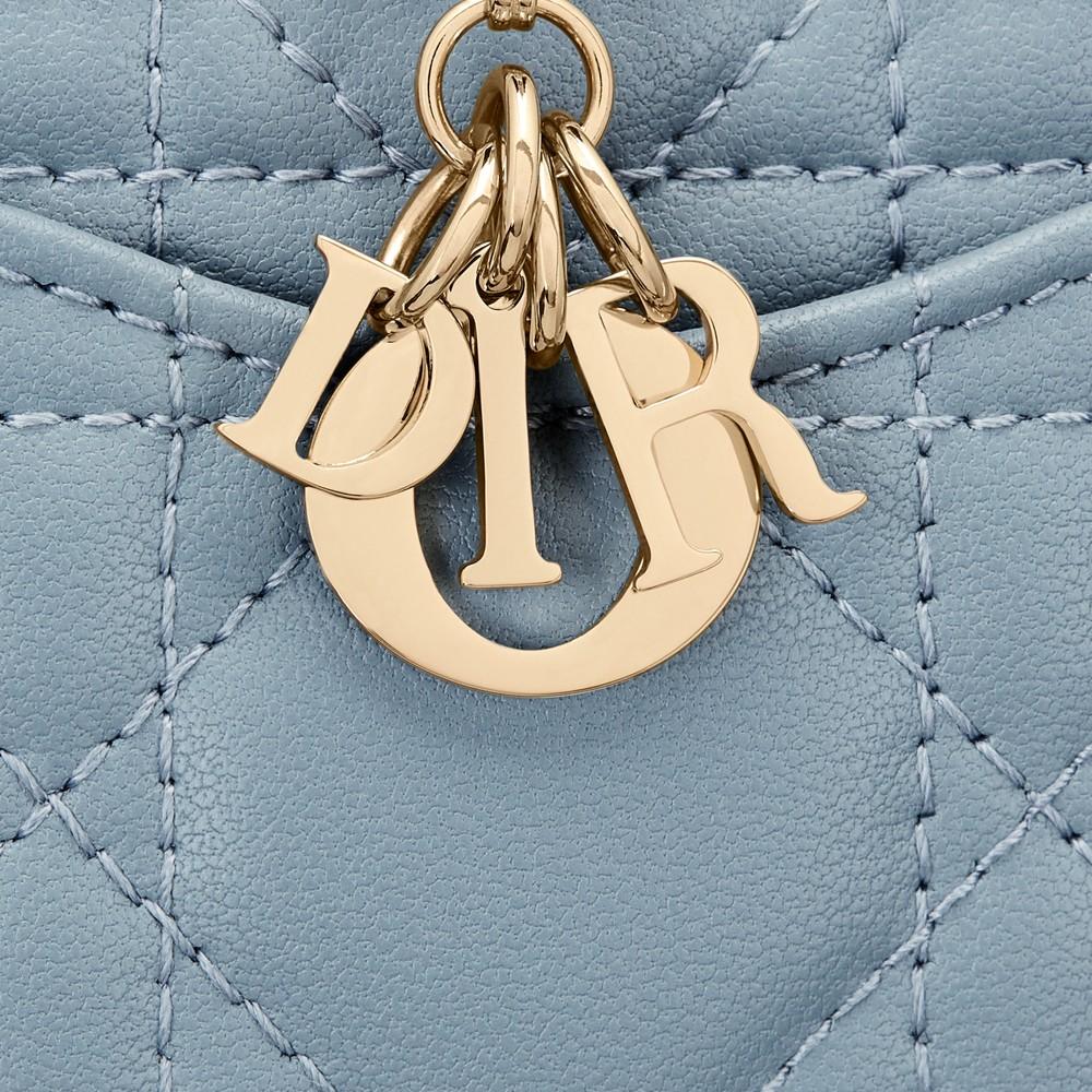 DIOR Lady Dior Cosmos Cloud Blue Cannage Lambskin Zip Card Holder
