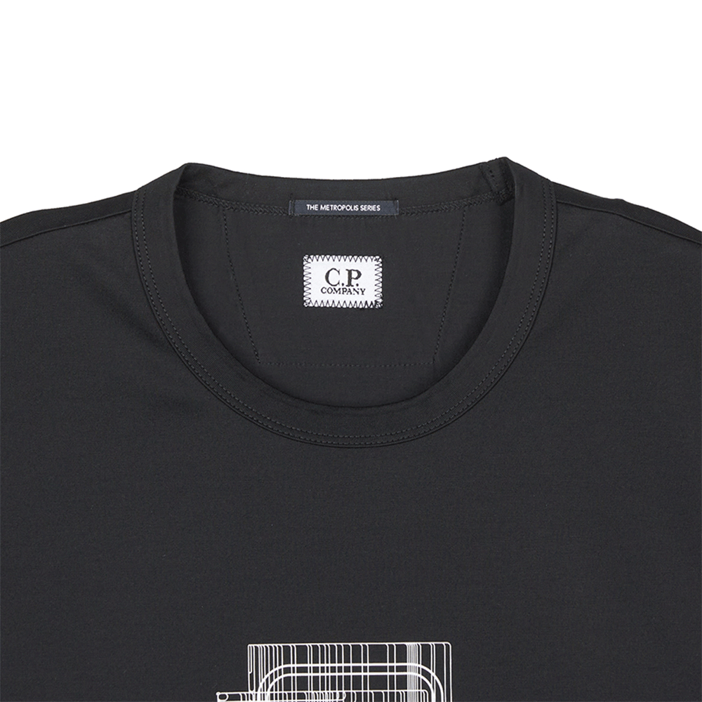 CP Company Graphic Black Short Sleeve T-Shirt 18CLTS047A