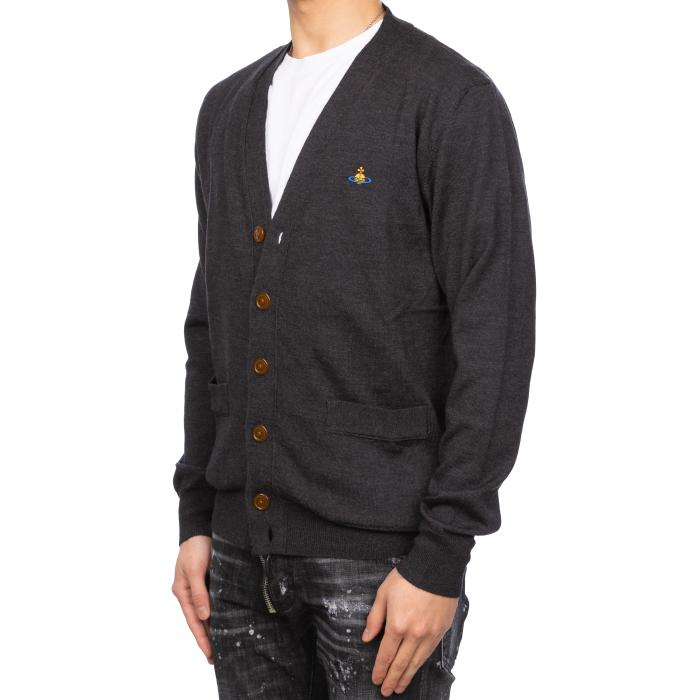 Vivienne Westwood Men’s Logo Embroidered Cardigan Navy Knit