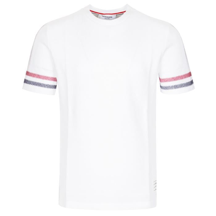 THOM BROWNE Textured Stripe Short Sleeve T-Shirt White