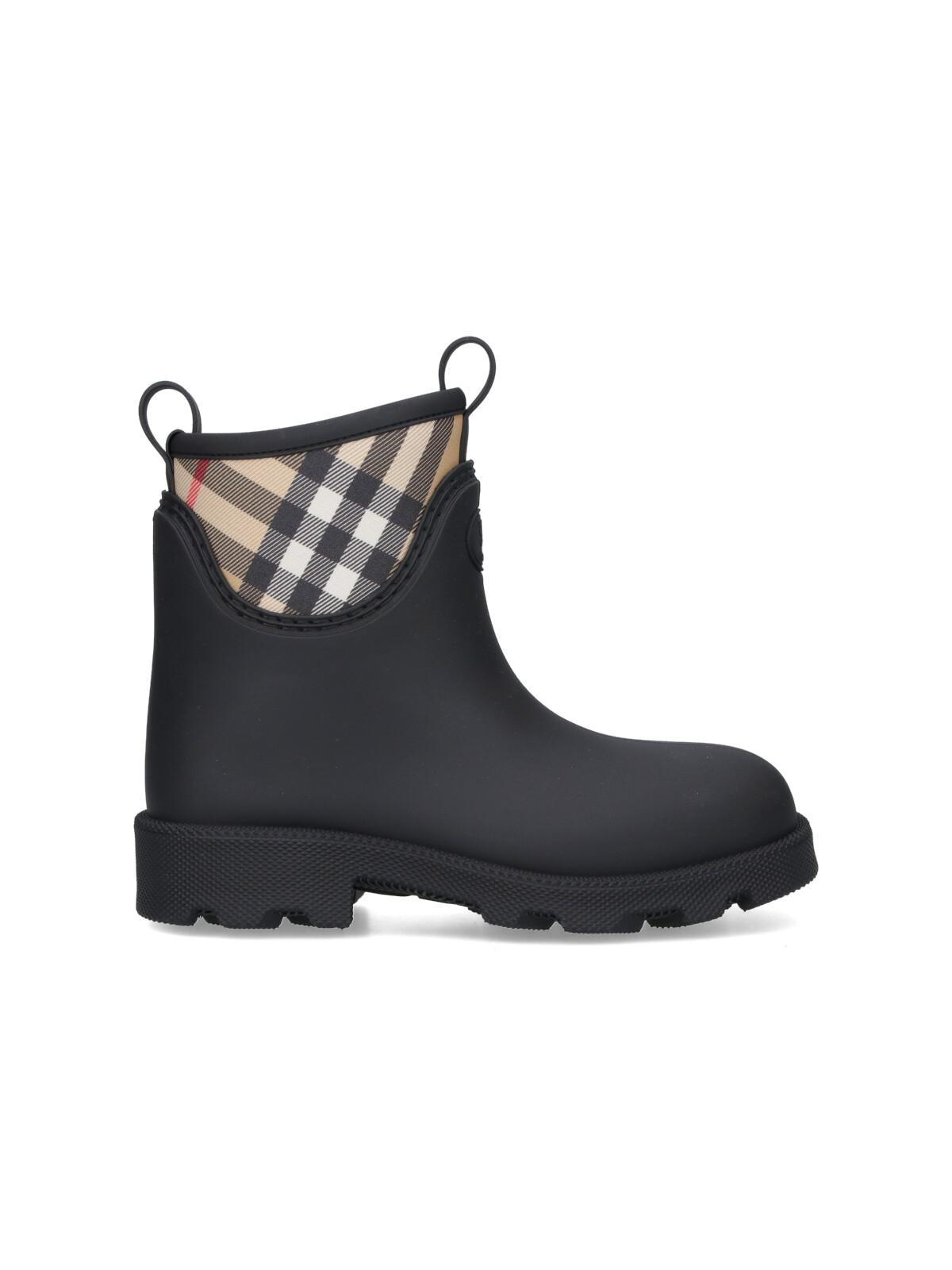 BURBERRY Black Rubber Ankle Rain Boots