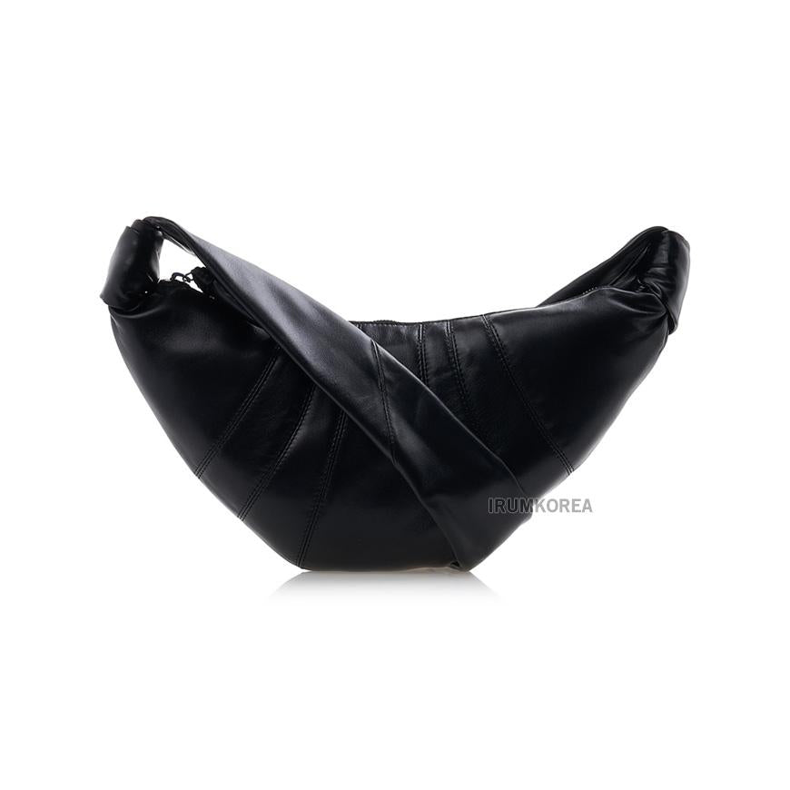 Lemaire Unisex Small Croissant Shoulder Bag Black Leather Crossbody