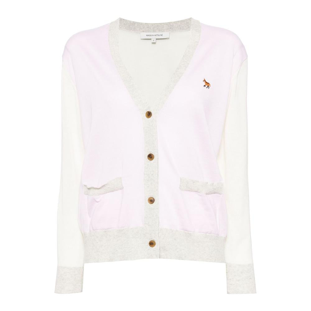 Maison Kitsune Baby Fox Patch Pink Knit Cardigan MW00505 KT1036 P603