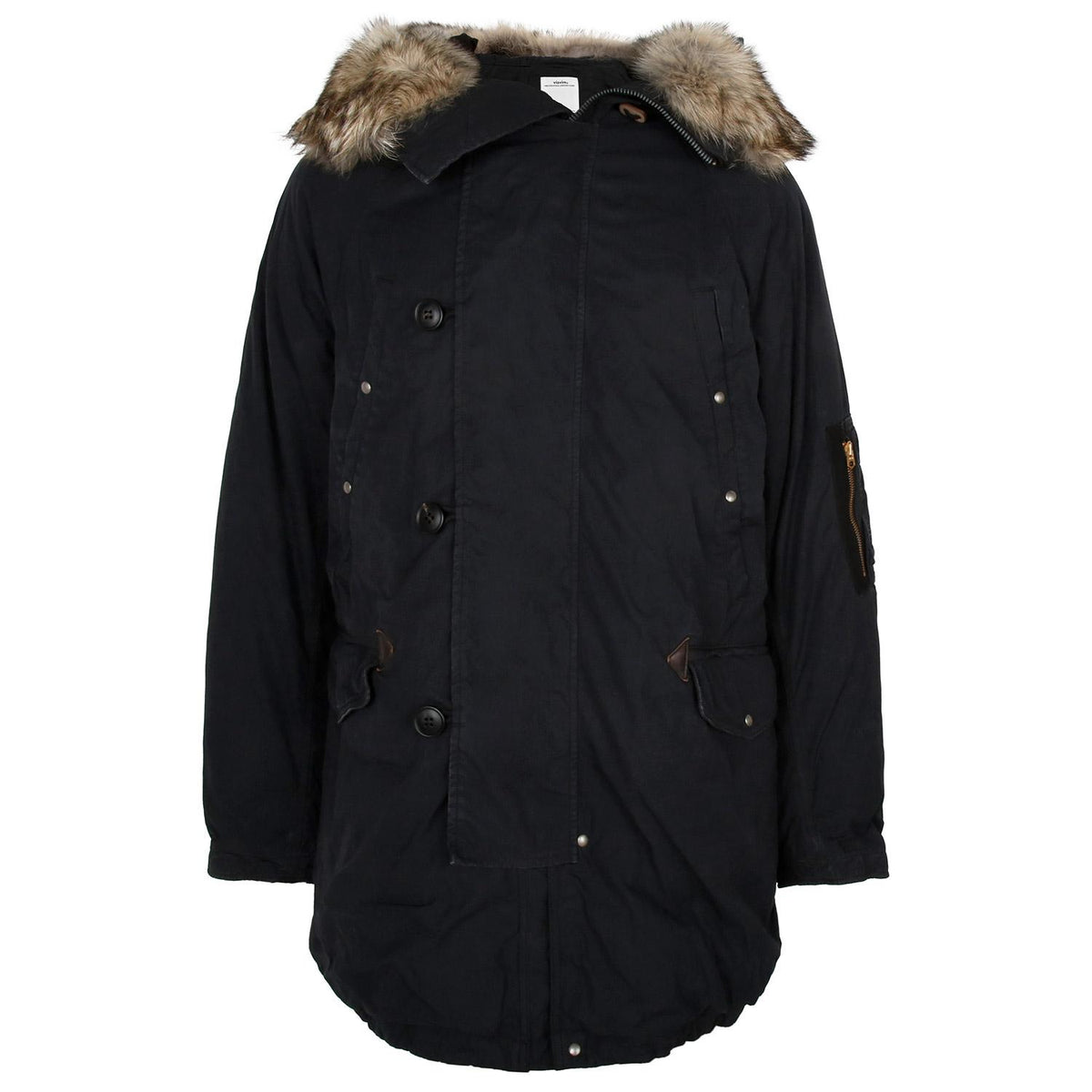Visvim Black Valdez Hooded Fur Down Jacket 0125205013019 BLACK
