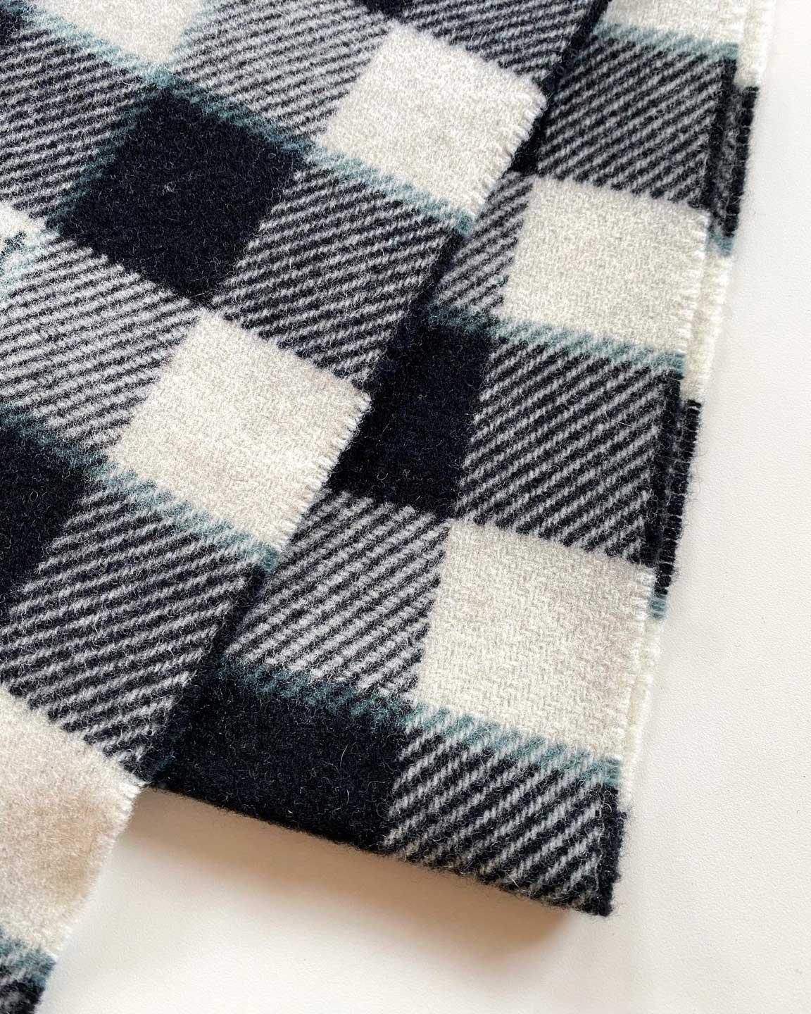 Acne Studios Check Wool Scarf Gray Black White