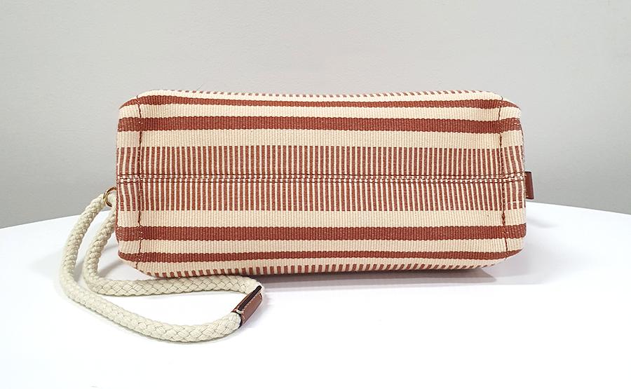 CELINE Women’s Stripe Text Pouch Clutch Bag Sienna 10M552FVV 28SI