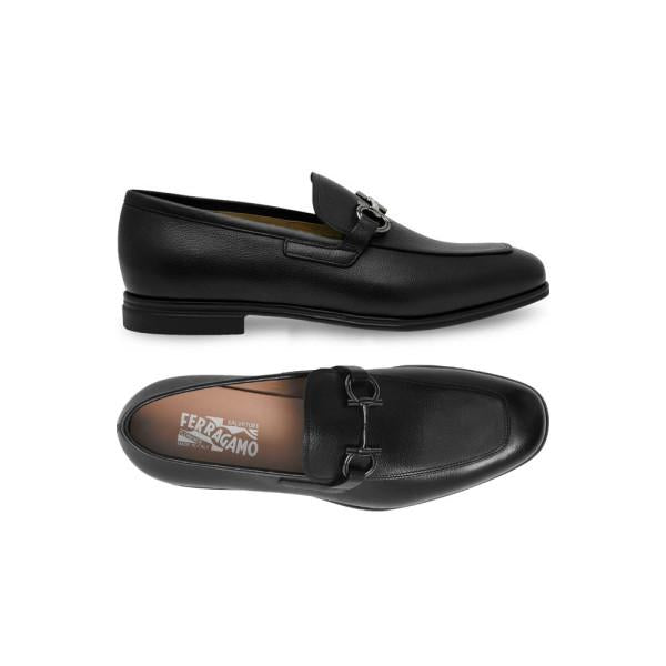 Ferragamo Scarlet Double Gancini Loafers Black 0726482