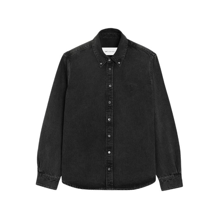 AMI Denim Cotton De Coeur Long-Sleeve Shirt