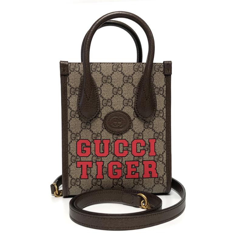 GUCCI Tiger GG Mini Tote Bag Brown Shoulder Bag 671623