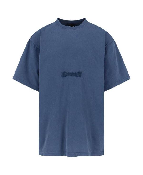 BALENCIAGA Logo Print Cotton T-Shirt Gray Men