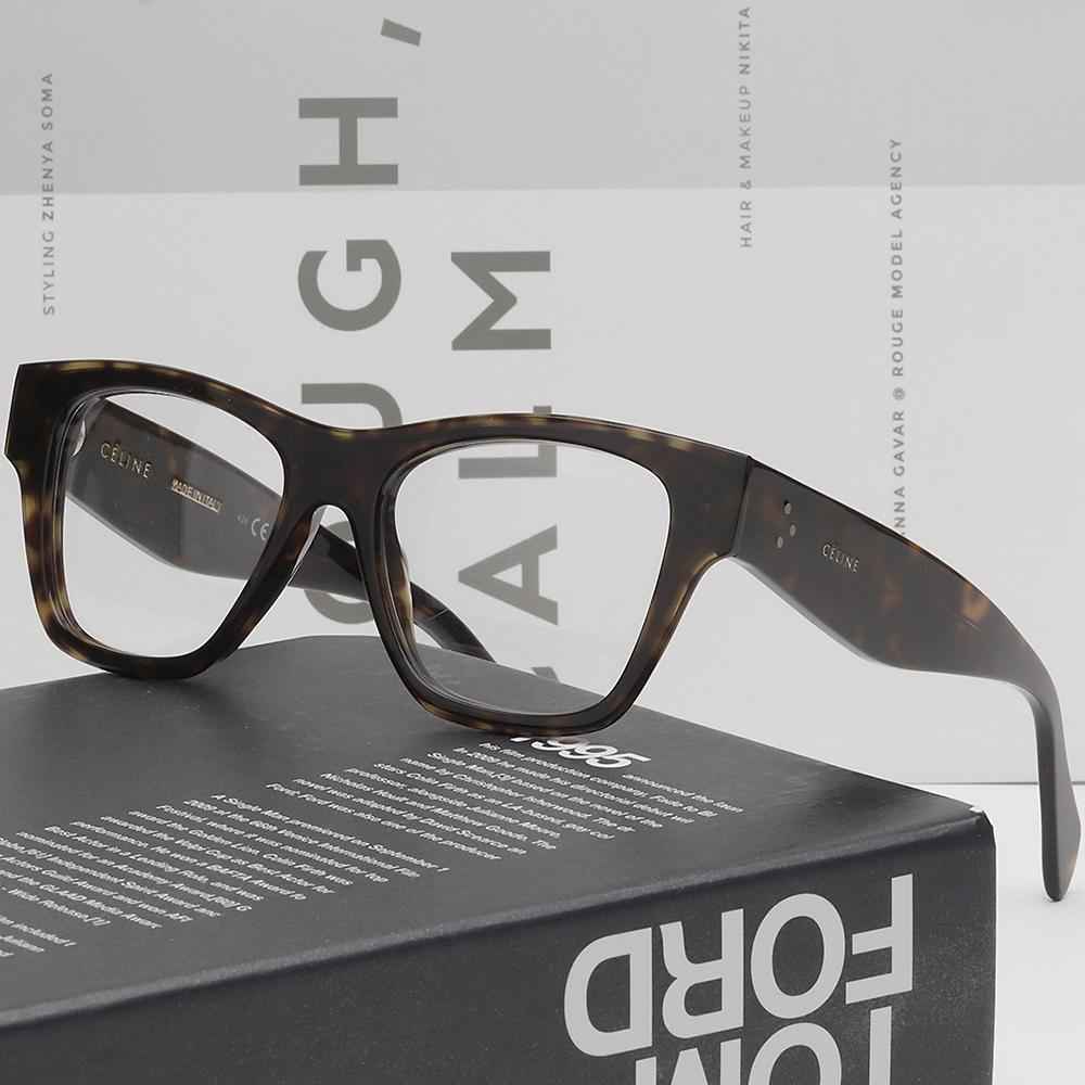 CELINE Translucent Tortoise Square Acetate Eyeglass Frames Unisex CL50014I 052